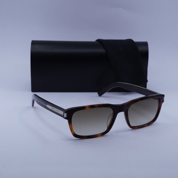 Saint Laurent SL662 002 Rectangle Sunglasses - Havana/Brown - Picture 1 of 11